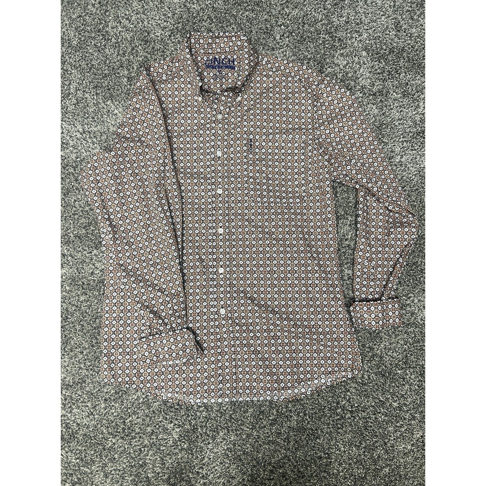 Cinch Modern Fit Men's M Multicolor Cotton Geometric Long Sleeve Button-Up Shirt - Picture 3 of 8